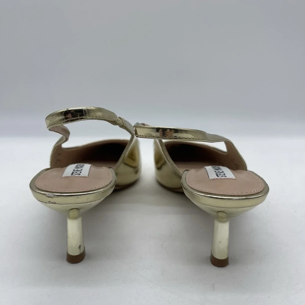 Steve Madden Aliz ALIZIO1S1 Women's Size 9 Slingback Shoes Gold Kitten Heel Pump
